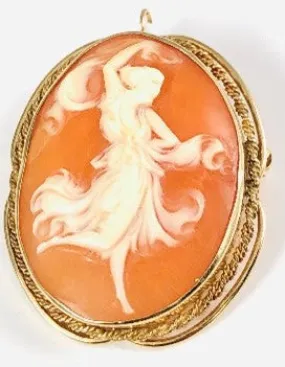 14KY Estate Cameo Lady Dance Pendant/Pin