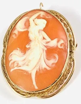 14KY Estate Cameo Lady Dance Pendant/Pin