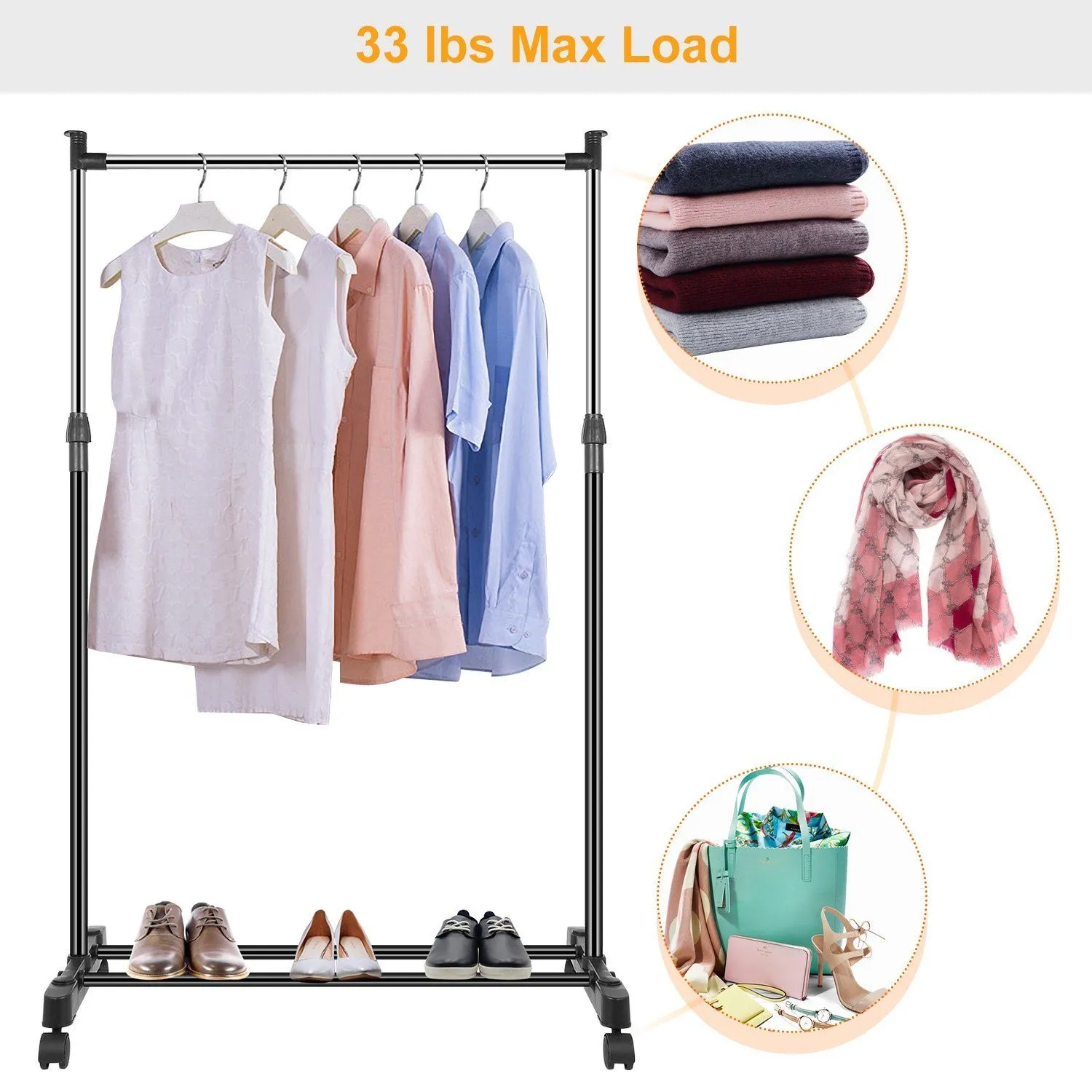 15 kg./33 lbs. Height Adjustable Garment Racks