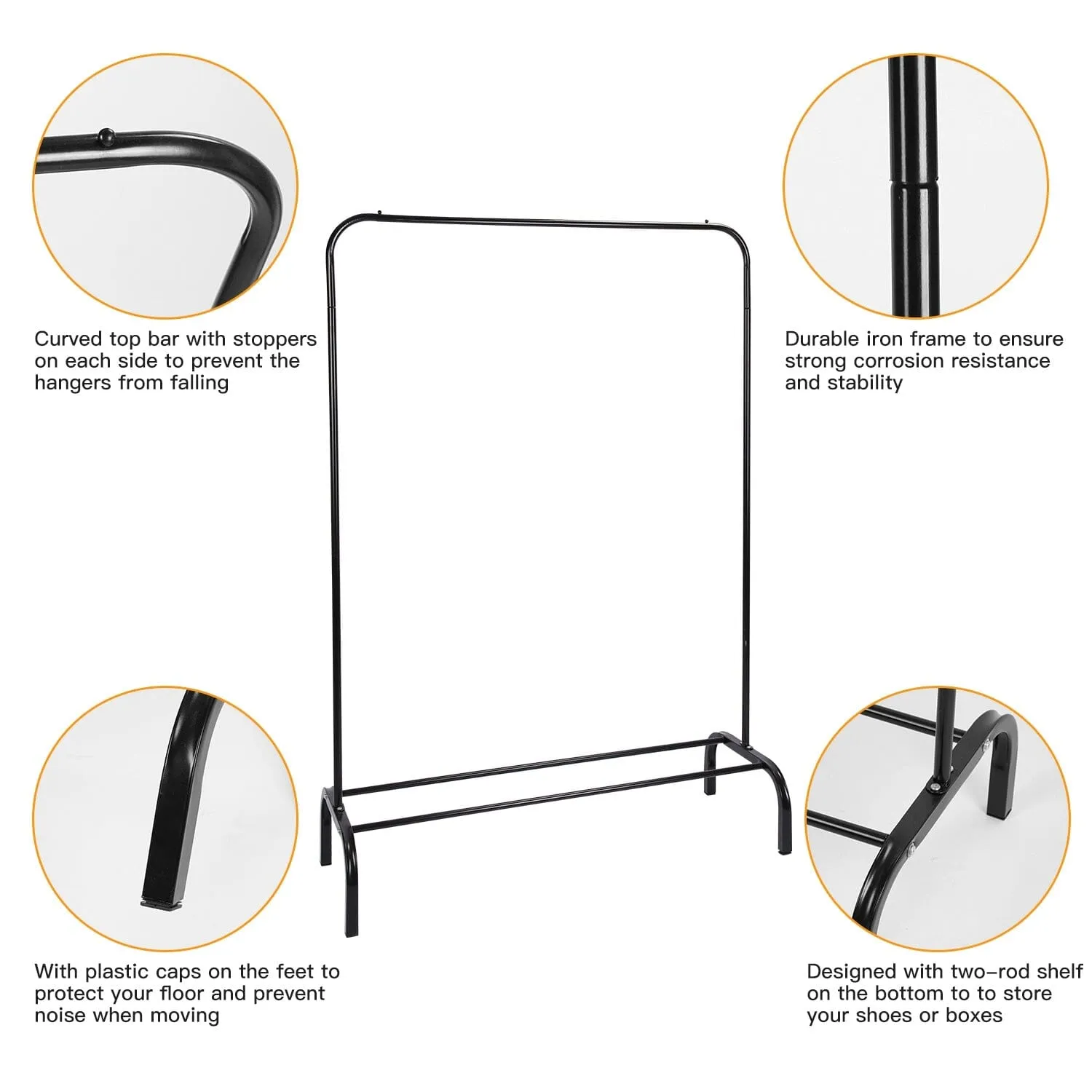 33Lbs Loading Garment Racks Freestanding with Bottom Shelf