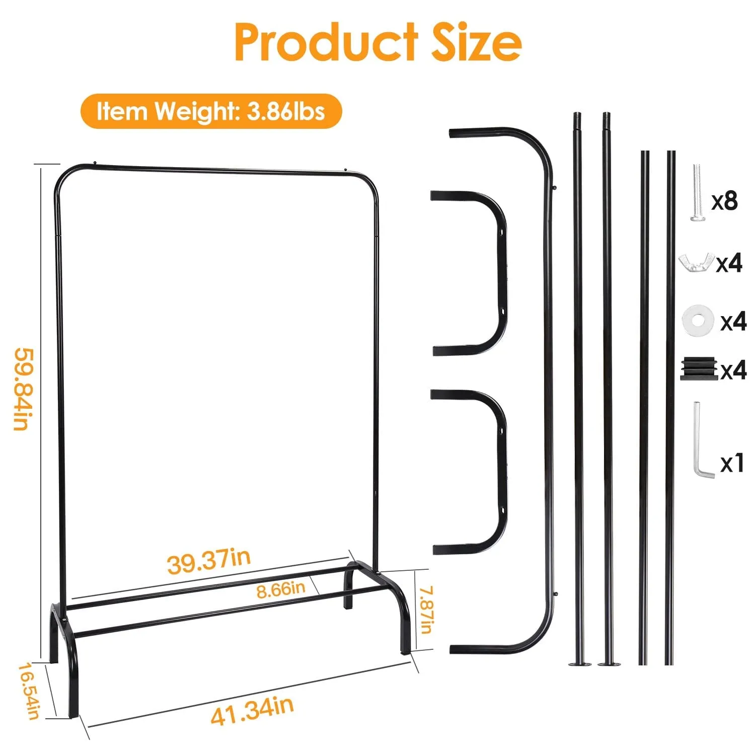 33Lbs Loading Garment Racks Freestanding with Bottom Shelf