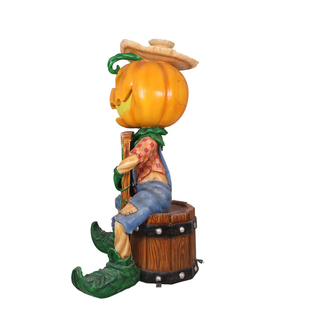 5'8" Tall Pumpkin Scarecrow Playing the Washboard