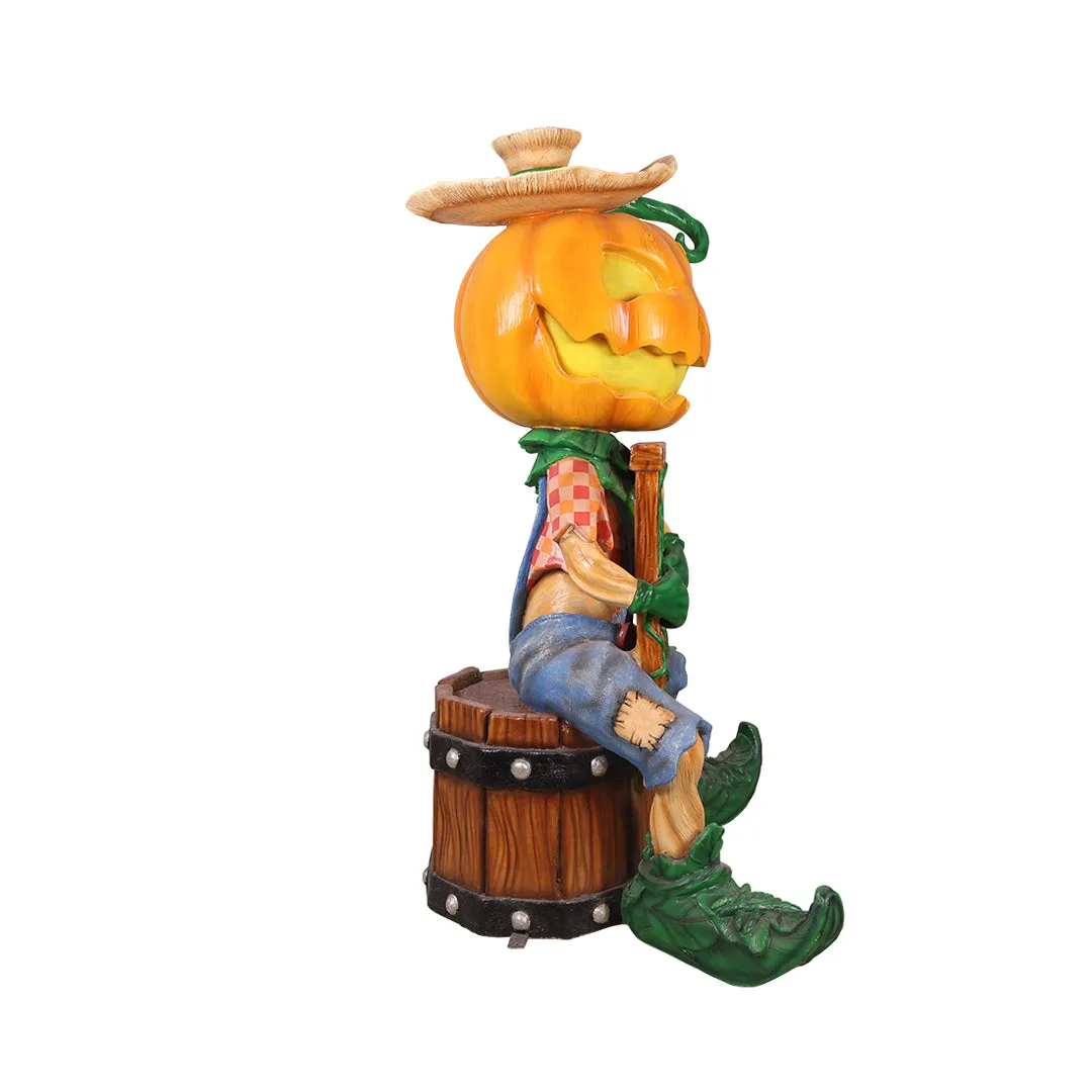 5'8" Tall Pumpkin Scarecrow Playing the Washboard