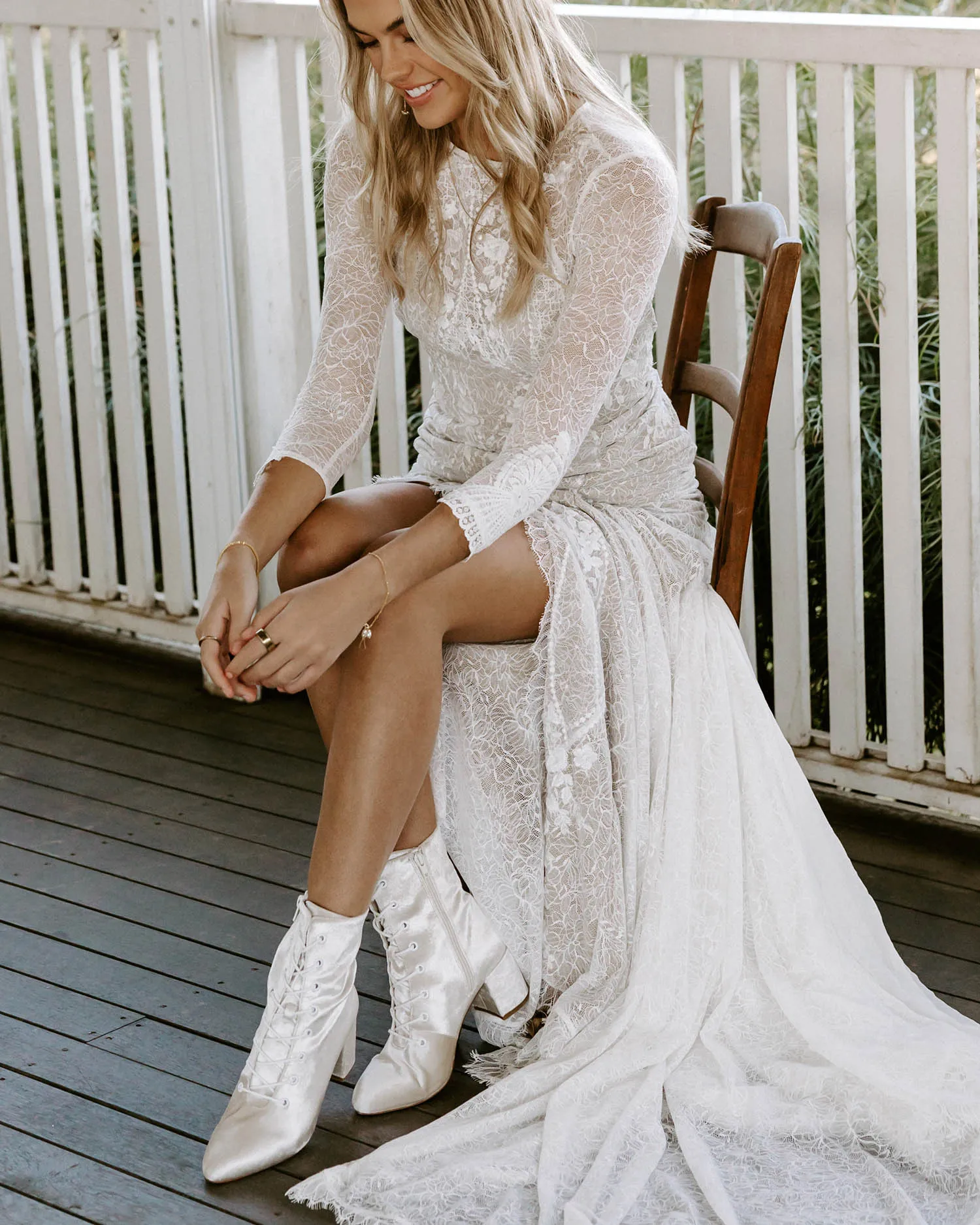 ACE - IVORY VELVET LACE UP BRIDAL BOOTS - FINAL SALE