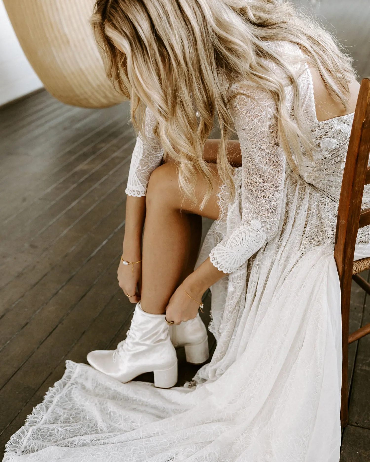 ACE - IVORY VELVET LACE UP BRIDAL BOOTS - FINAL SALE