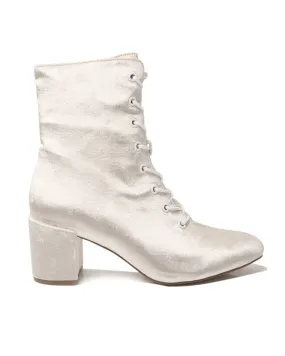 ACE - IVORY VELVET LACE UP BRIDAL BOOTS - FINAL SALE