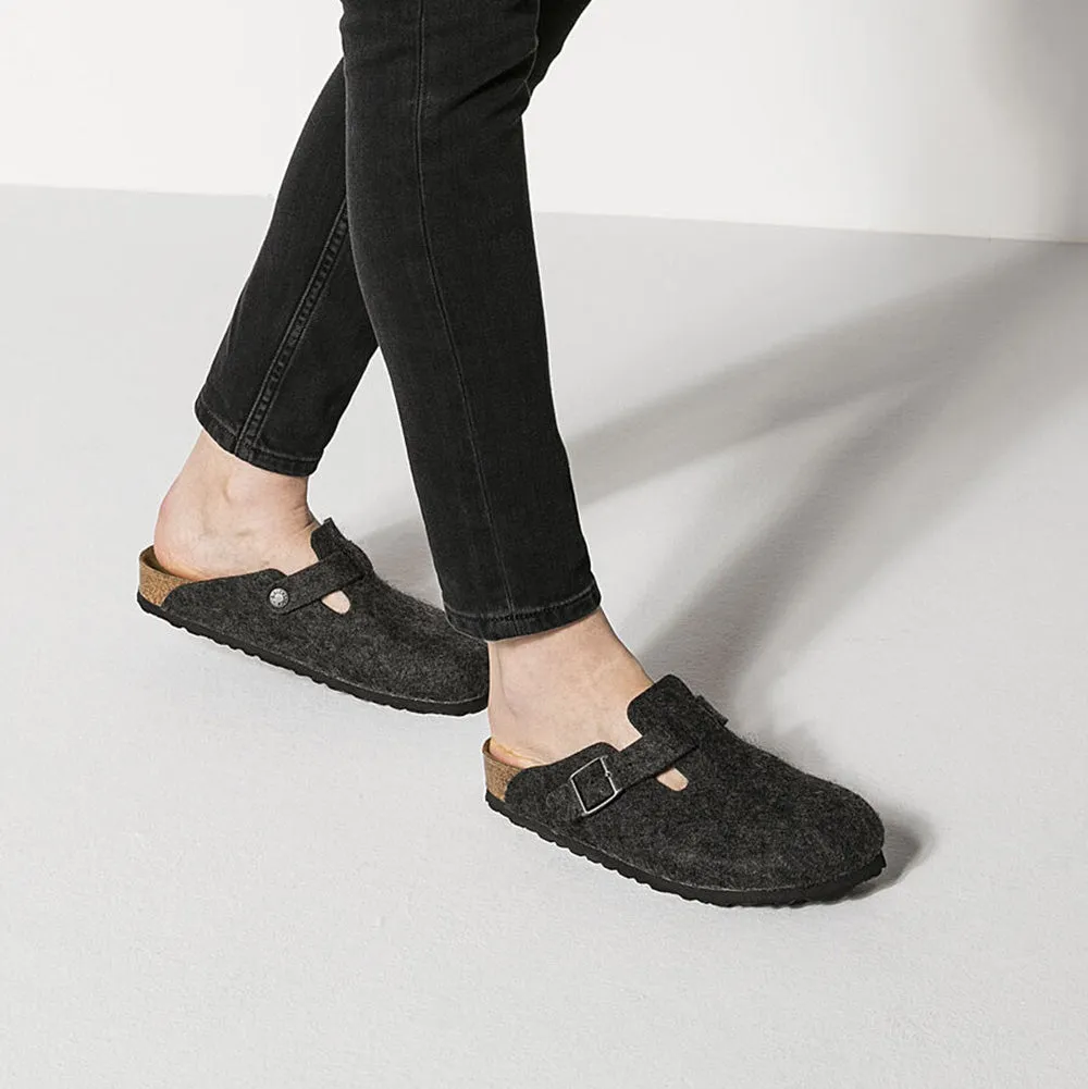 Birkenstock Boston Wool Felt in Anthracite (Narrow Width)