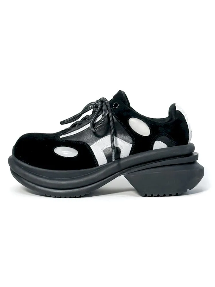 Black Flip Flop Leather Tech Sport Chunky Shoes【s0000006658】