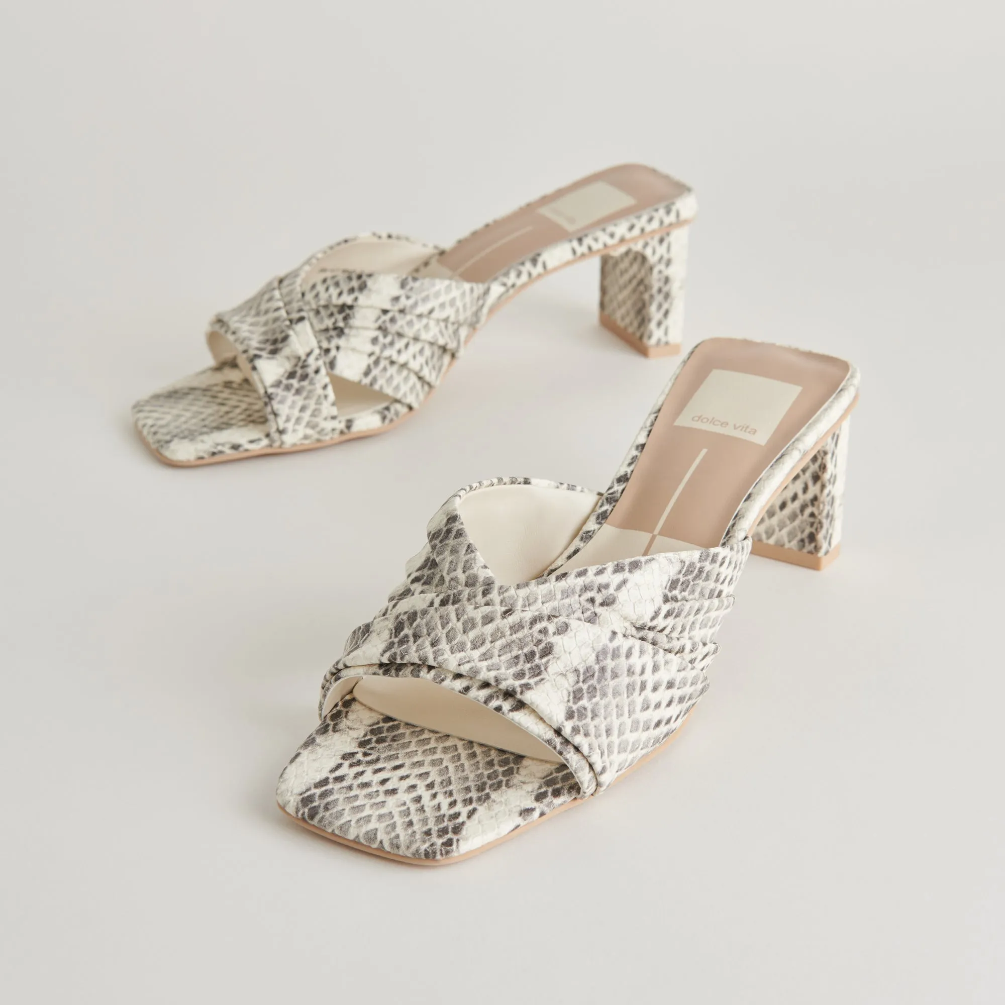 CARLAN HEELS GREY WHITE EMBOSSED SNAKE