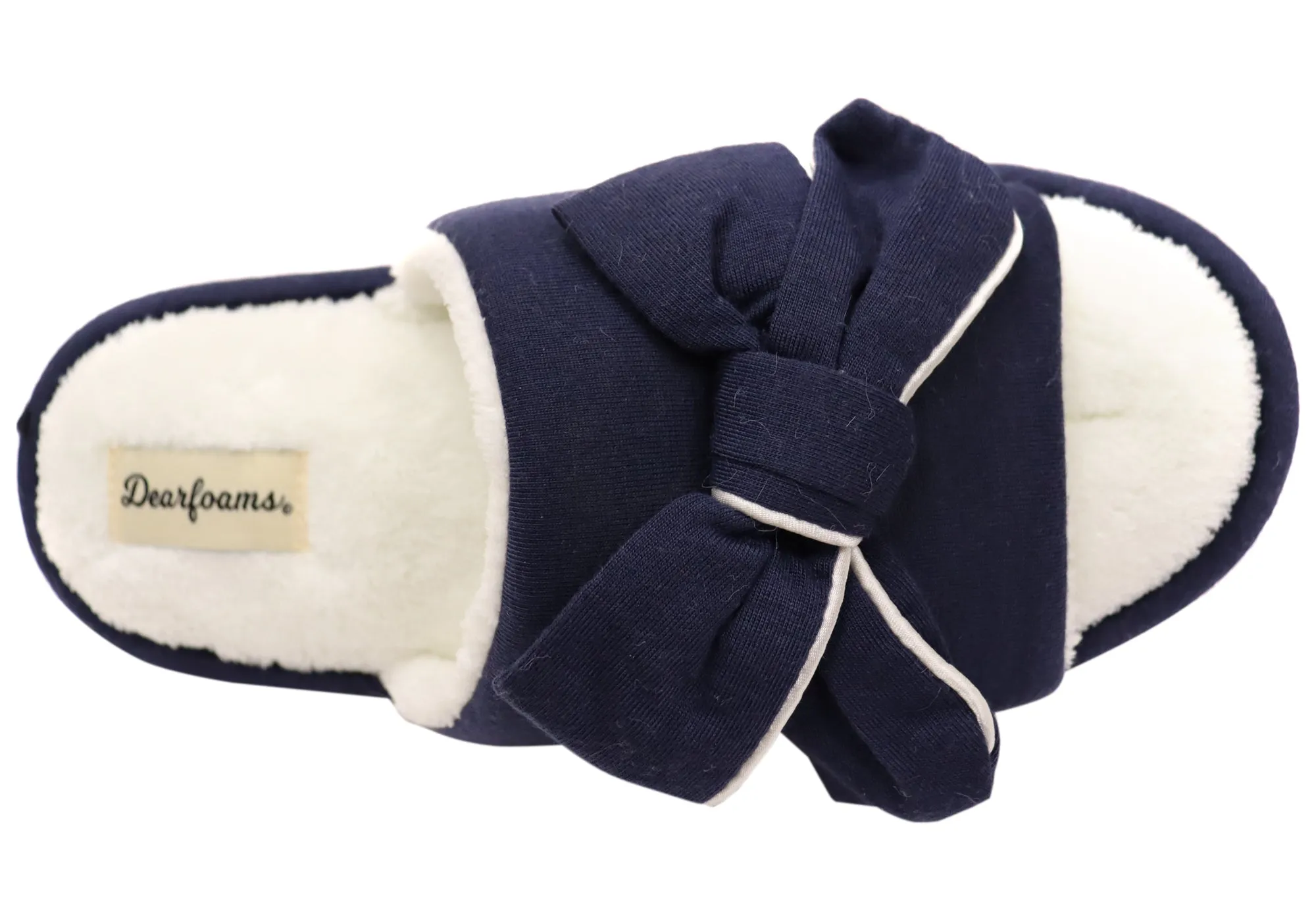 Dearfoams Womens Comfortable Lydia Pajama Slide With Bow Slippers