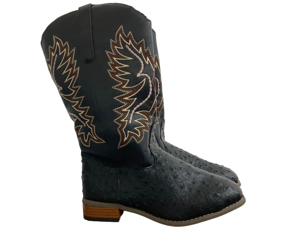 Devon Sports Women's Black Embroidered Cowboy Boots