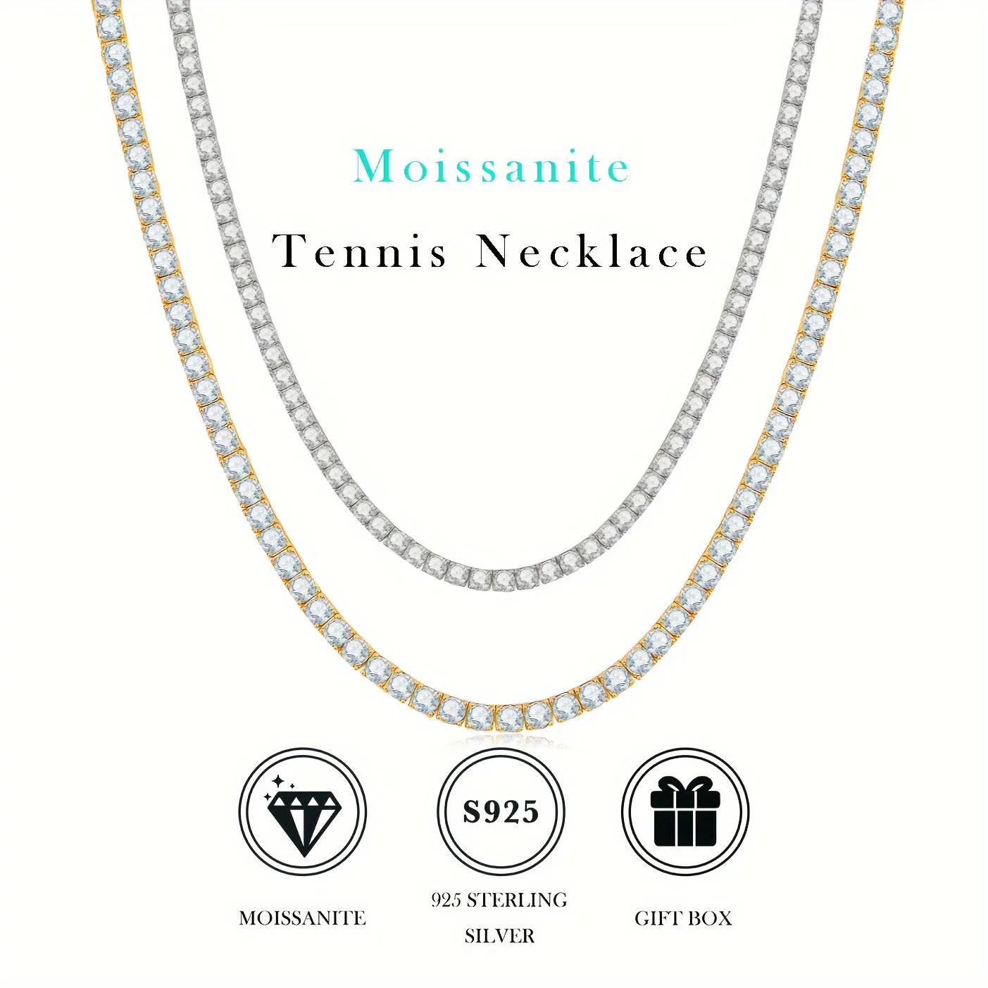 Elegant Unisex 18K Gold-Plated S925 Moissanite Tennis Necklace – Varying Carats 0.1 to 1ct