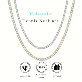 Elegant Unisex 18K Gold-Plated S925 Moissanite Tennis Necklace – Varying Carats 0.1 to 1ct