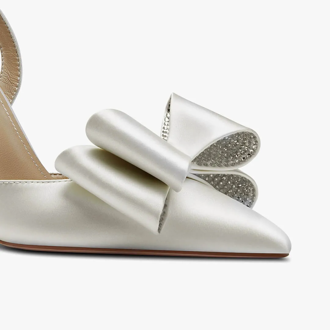 *ELYSIA - ivory satin bow slingback