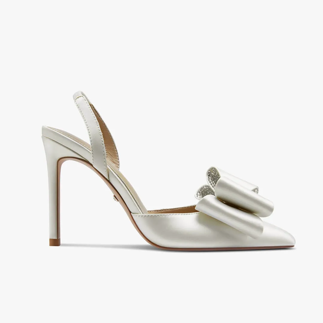 *ELYSIA - ivory satin bow slingback