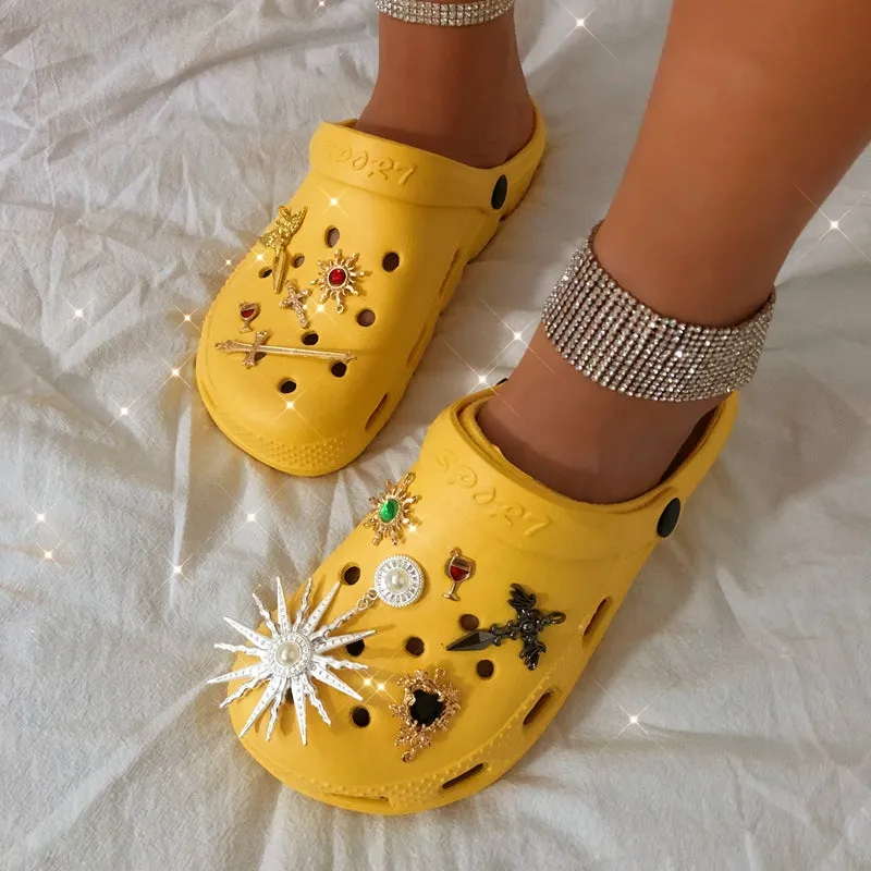 Explosive Rhinestone Hole Shoes Baotou Sandals（HPSD099）