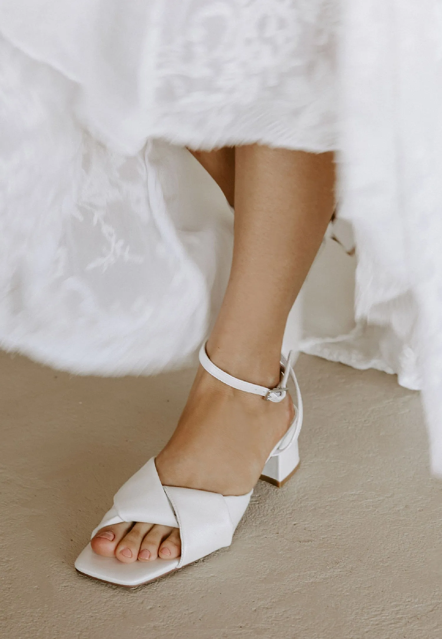 FLOURISH - PEARL LEATHER LOW HEEL BRIDAL SHOES - SALE!