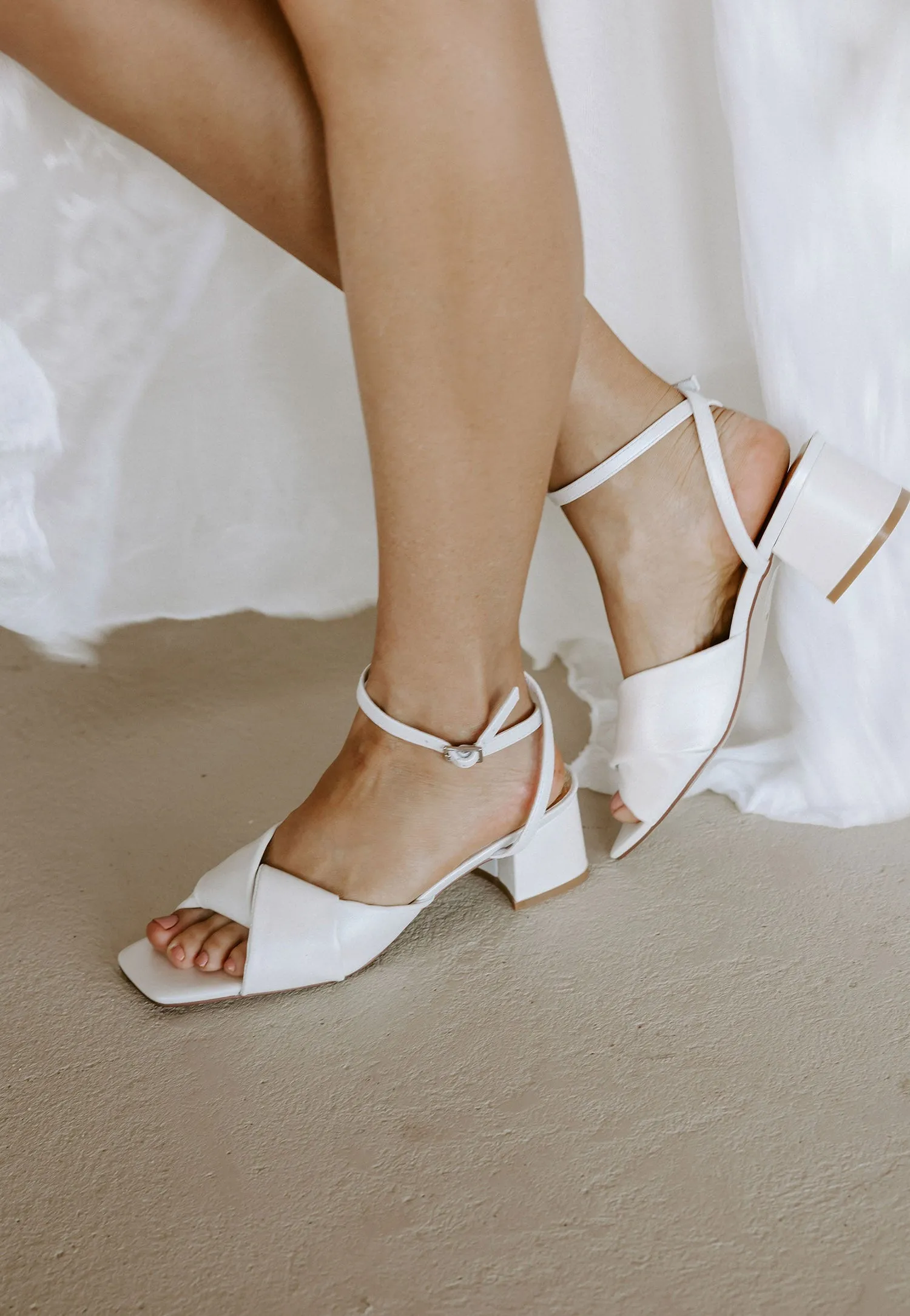 FLOURISH - PEARL LEATHER LOW HEEL BRIDAL SHOES - SALE!