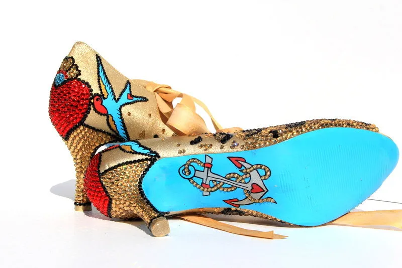 Leopard Rockabilly Swarovski Crystal Pinup Heels