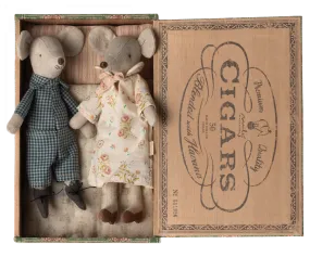 Maileg Grandma and Grandpa Mice in Cigarbox