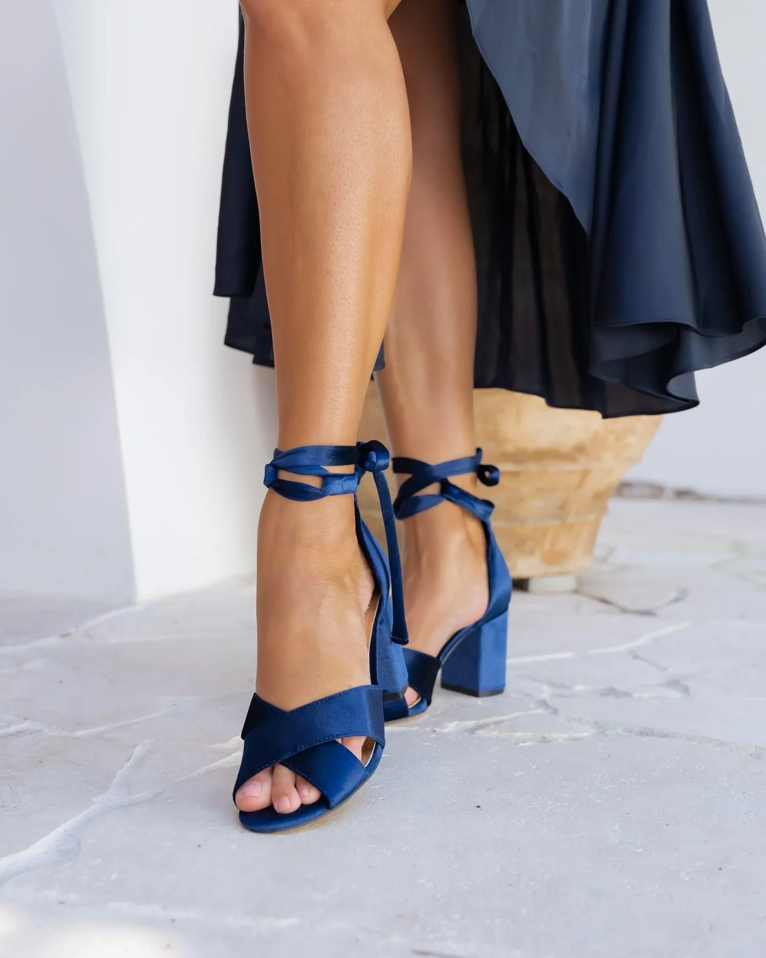 PASSION - NAVY WEDDING SHOES MID HEELS