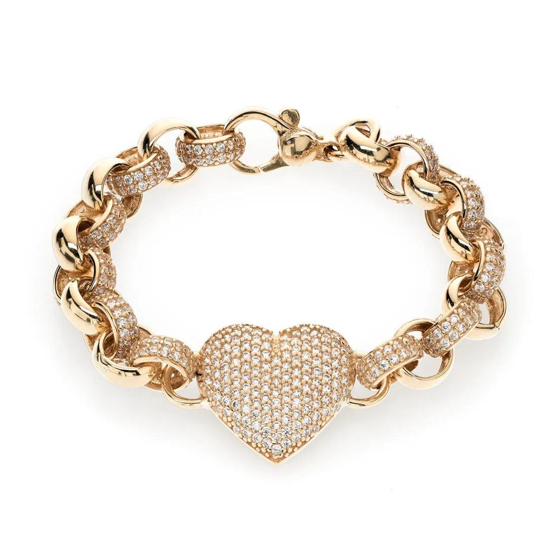 Pave Heart Belcher Bracelet