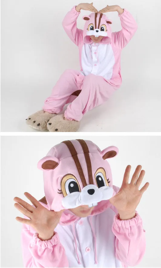 PITaPATs onesie animal jumpsuit costume - long sleeve pink Squirrel