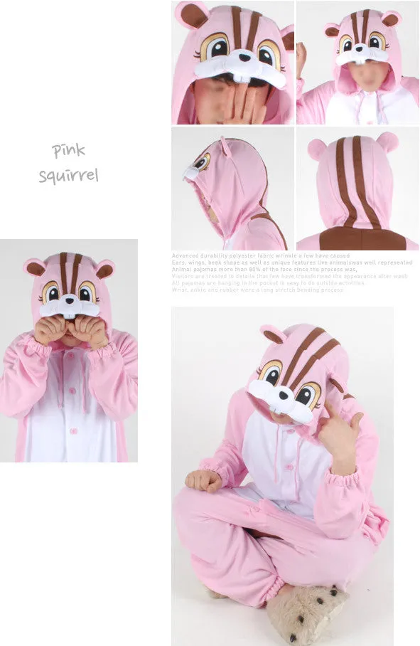 PITaPATs onesie animal jumpsuit costume - long sleeve pink Squirrel