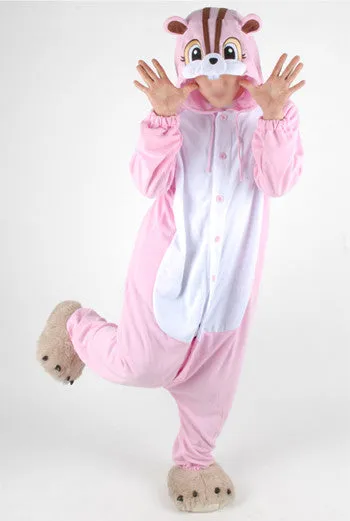 PITaPATs onesie animal jumpsuit costume - long sleeve pink Squirrel