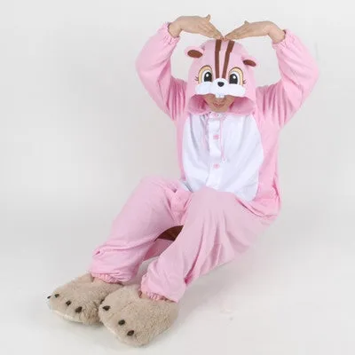 PITaPATs onesie animal jumpsuit costume - long sleeve pink Squirrel