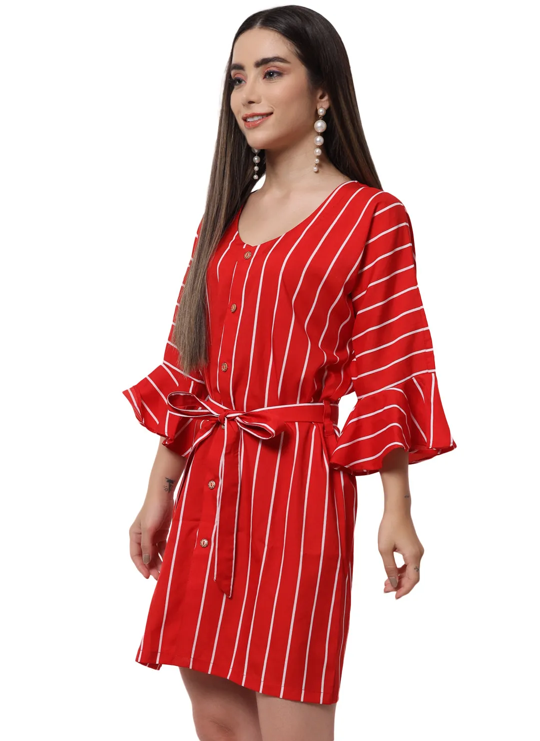 STRIPE OPEN SHIRT STRAIGHT DRESS