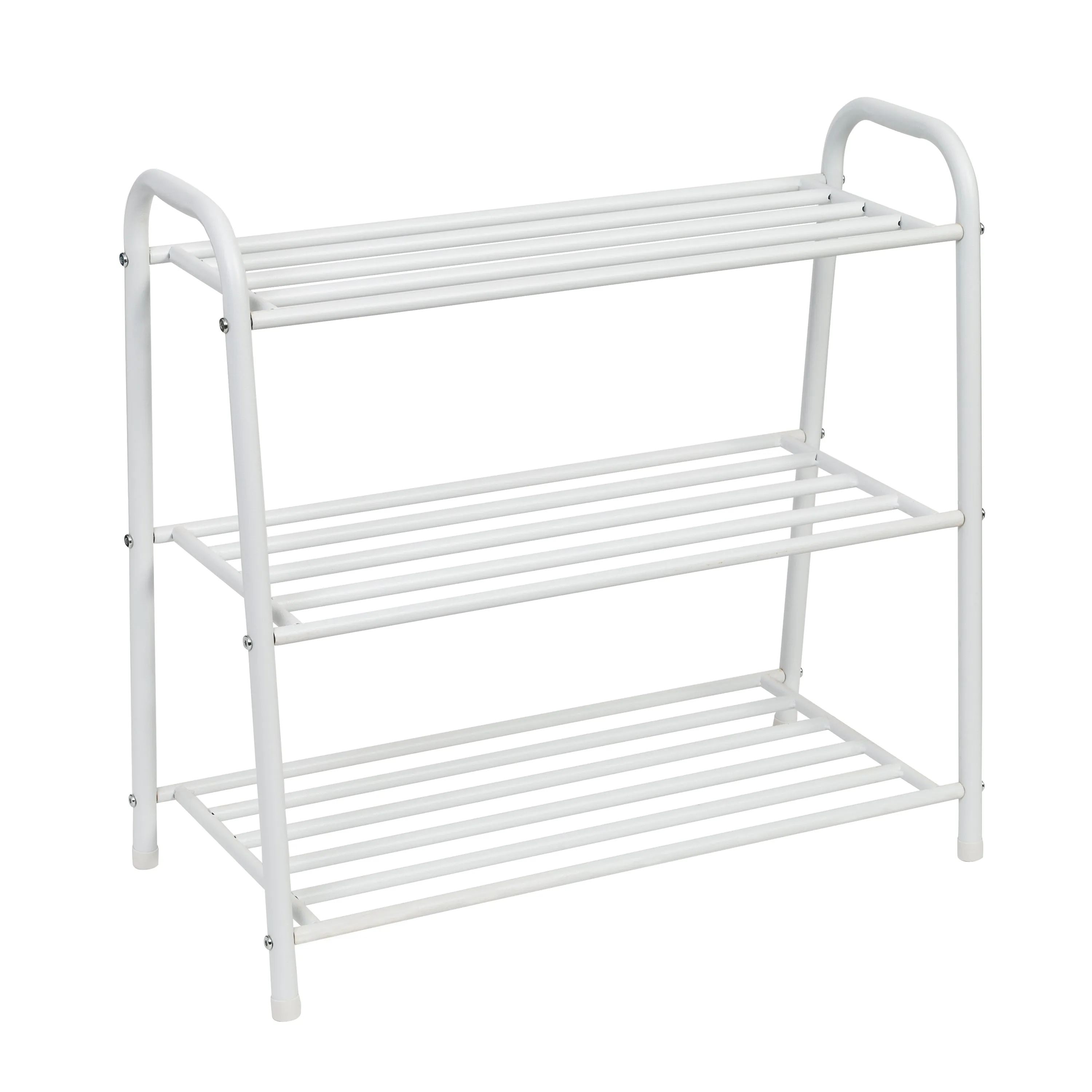 White Matte 3-Tier Metal Shoe Rack